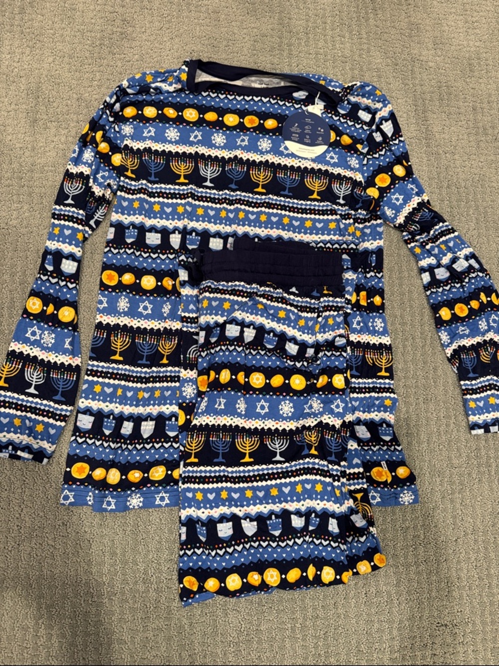 Little Sleepies Navy, Yellow and White Hanukkah Men’s Pajama Set